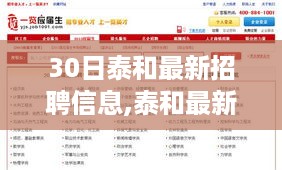 泰和最新招聘信息概览，重点解读30日更新动态