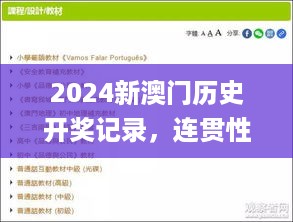 2024新澳门历史开奖记录，连贯性方法执行评估_互助版2.36.784