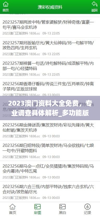 2023澳门资料大全免费，专业调查具体解析_多功能版7.56.246
