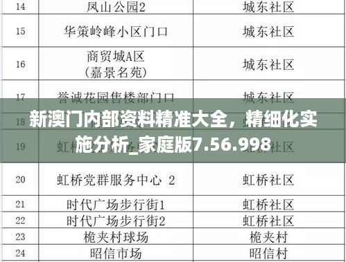 新澳门内部资料精准大全，精细化实施分析_家庭版7.56.998