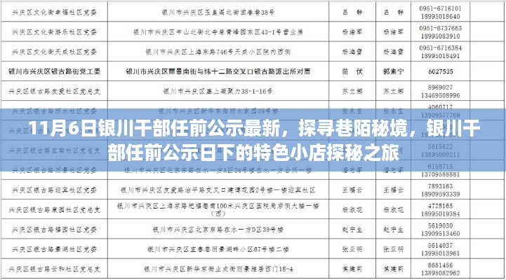 银川干部任前公示最新动态，巷陌秘境中的特色小店探秘之旅
