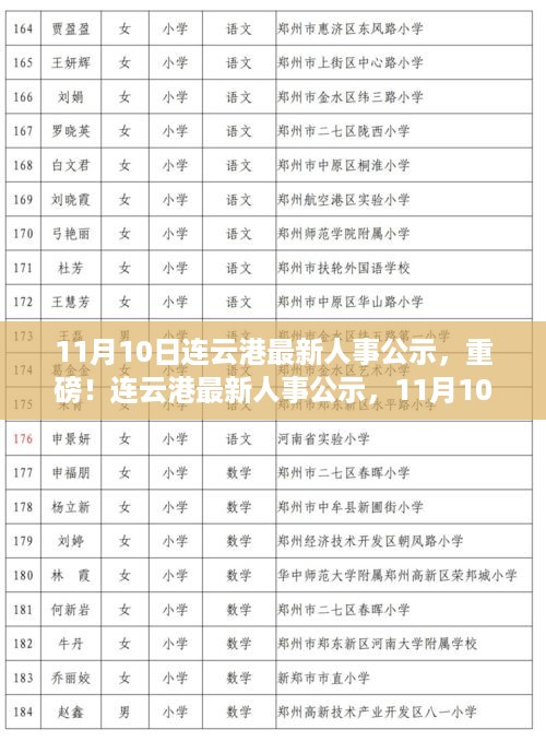 重磅！连云港最新人事公示揭晓，11月10日人事变动一览