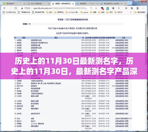 历史上的11月30日，最新测名字产品深度评测与评测报告