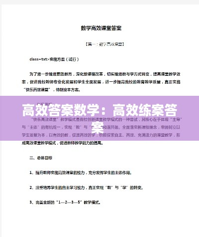 高效答案数学：高效练案答案 