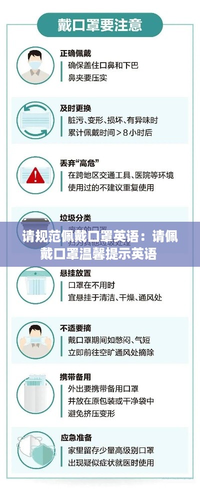 请规范佩戴口罩英语：请佩戴口罩温馨提示英语 