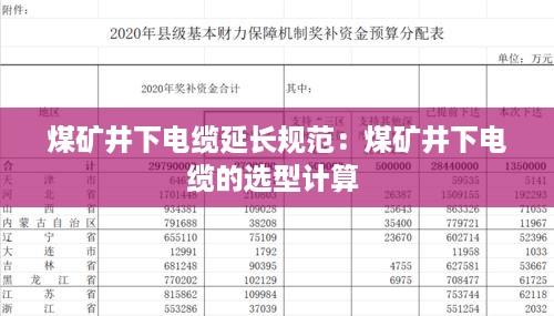 煤矿井下电缆延长规范：煤矿井下电缆的选型计算 