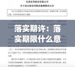 落实期许：落实期限什么意思 