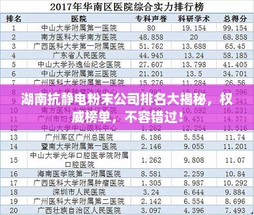 湖南抗静电粉末公司排名大揭秘，权威榜单，不容错过！