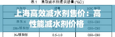 上海高效减水剂售价：高性能减水剂价格 
