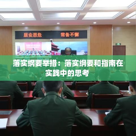 落实纲要举措：落实纲要和指南在实践中的思考 