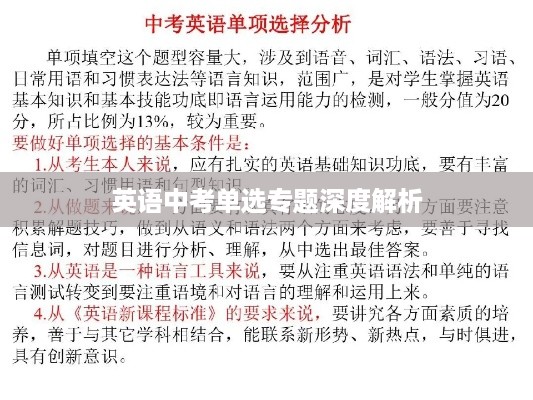 英语中考单选专题深度解析
