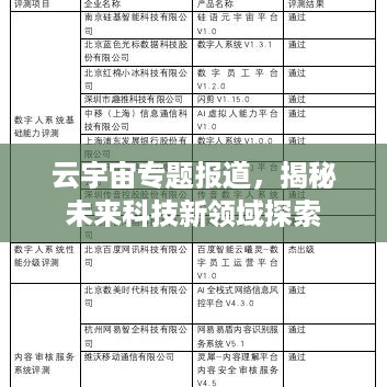 云宇宙专题报道，揭秘未来科技新领域探索
