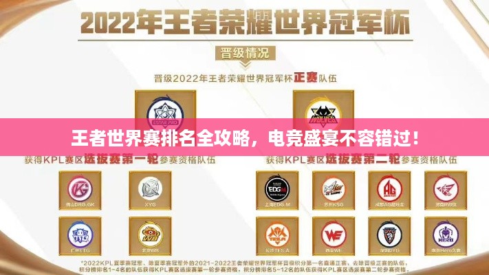 王者世界赛排名全攻略，电竞盛宴不容错过！