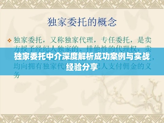 独家委托中介深度解析成功案例与实战经验分享