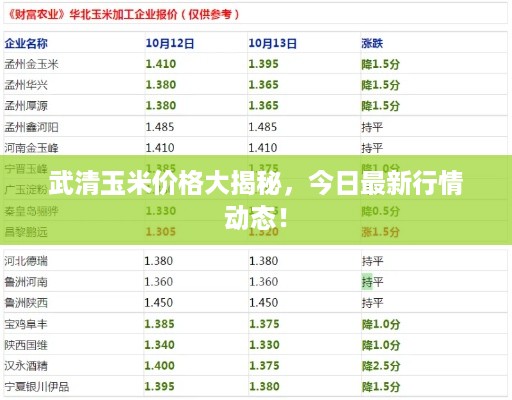 武清玉米价格大揭秘，今日最新行情动态！