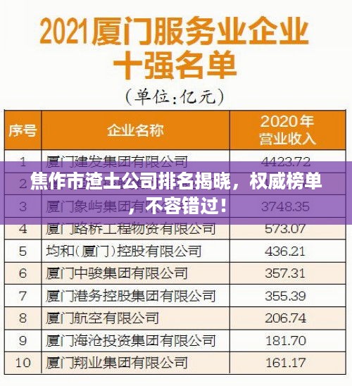焦作市渣土公司排名揭晓，权威榜单，不容错过！
