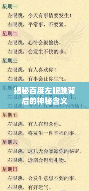 揭秘百度左眼跳背后的神秘含义