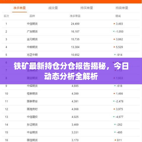 铁矿最新持仓分仓报告揭秘，今日动态分析全解析