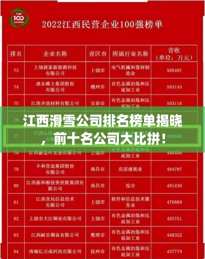 江西滑雪公司排名榜单揭晓，前十名公司大比拼！