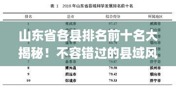 山东省各县排名前十名大揭秘！不容错过的县域风采概览
