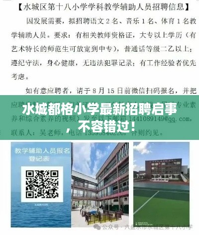 水城都格小学最新招聘启事，不容错过！