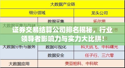 证券交易结算公司排名揭秘，行业领导者影响力与实力大比拼！