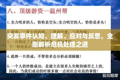 突发事件认知、理解、应对与反思，全面解析危机处理之道
