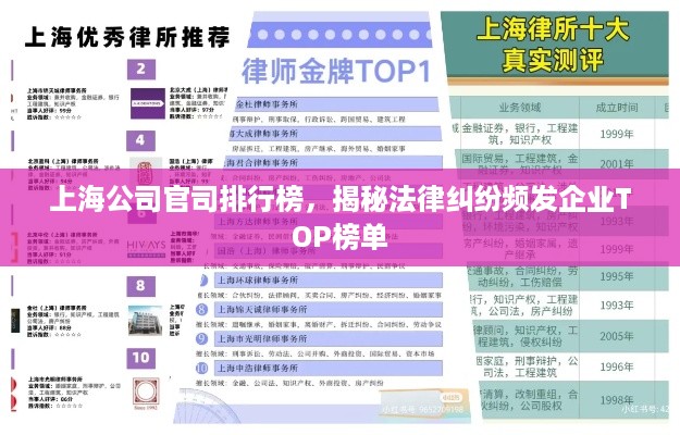 上海公司官司排行榜，揭秘法律纠纷频发企业TOP榜单