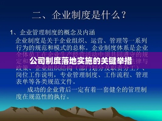 公司制度落地实施的关键举措