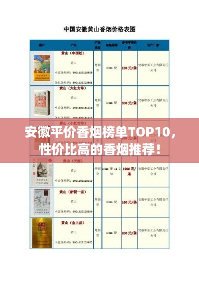 安徽平价香烟榜单TOP10，性价比高的香烟推荐！