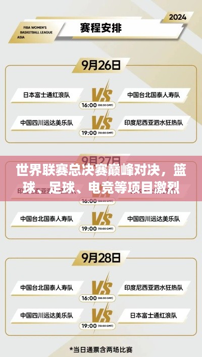 世界联赛总决赛巅峰对决，篮球、足球、电竞等项目激烈角逐与时间排名全解析