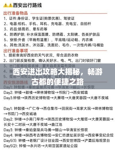 西安进出攻略大揭秘，畅游古都的便捷之路