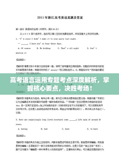 高考语言运用专题考点深度解析，掌握核心要点，决胜考场！