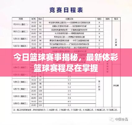 今日篮球赛事揭秘，最新体彩篮球赛程尽在掌握